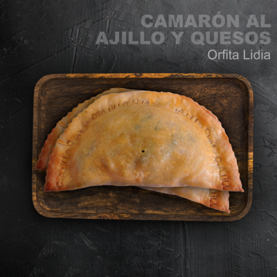Empanada Camarón al Ajillo y quesos (horneada o frita)